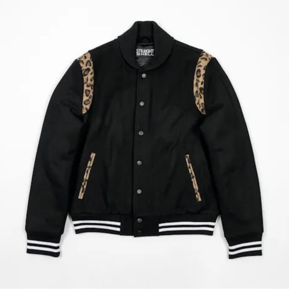 Leopard and black letterman jacket from Straight to Helll XS - Picture 1 of 4